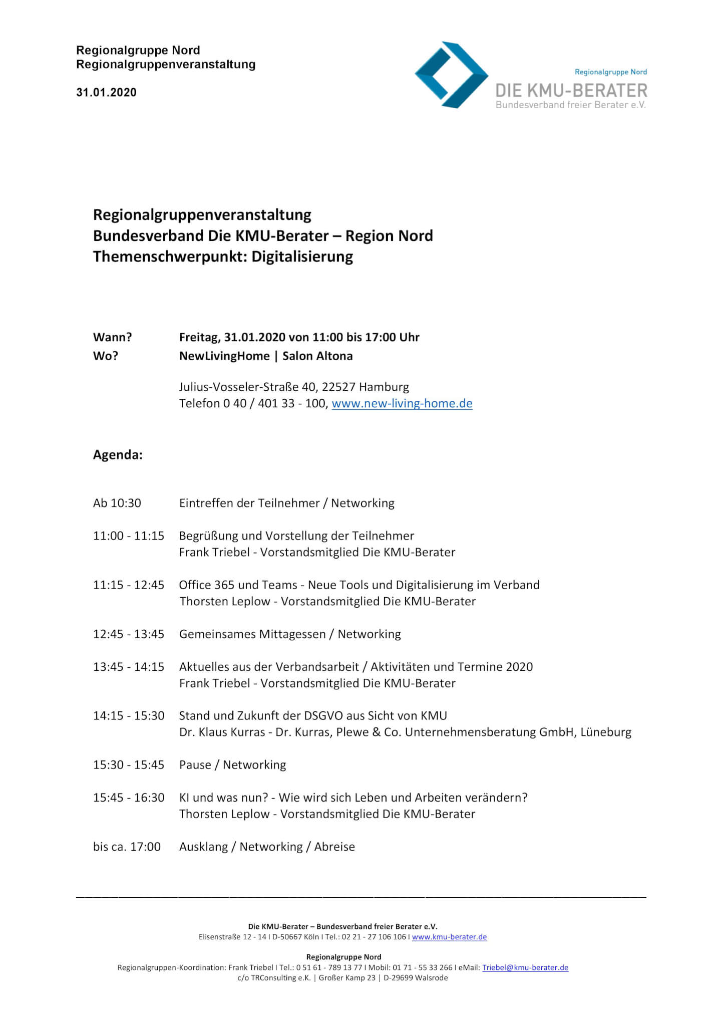 agenda tagung regionalgruppe nord agenda tagung regionalgruppe nord