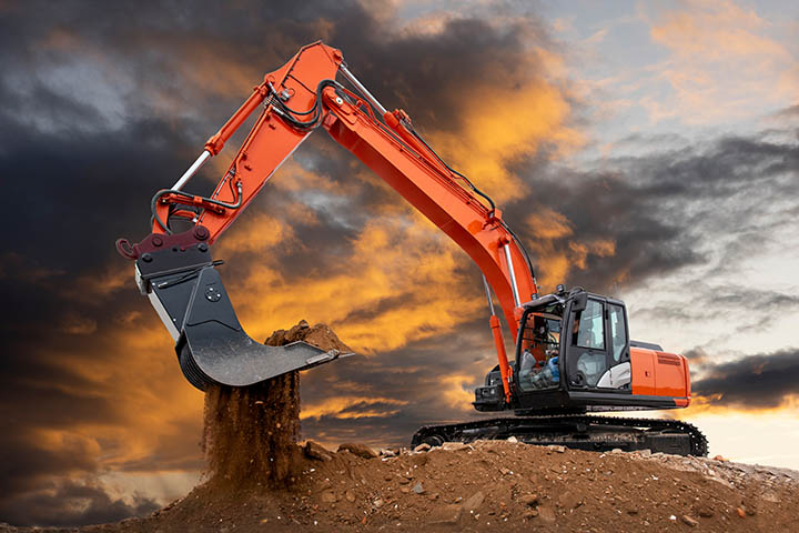excavator at construction site